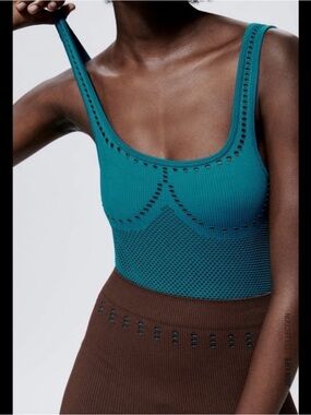 Teal Green Perforated Stretch Body Suit